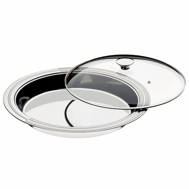 Tramontina Ciclo stainless steel deep serving dish with glass lid 39 cm